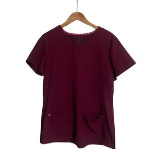 HeartSoul Deep Burgundy Short Sleeve Scrub Top